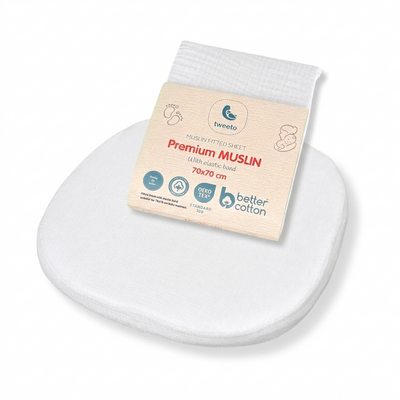 tweeto® Spannbettlaken Musselin Weiss