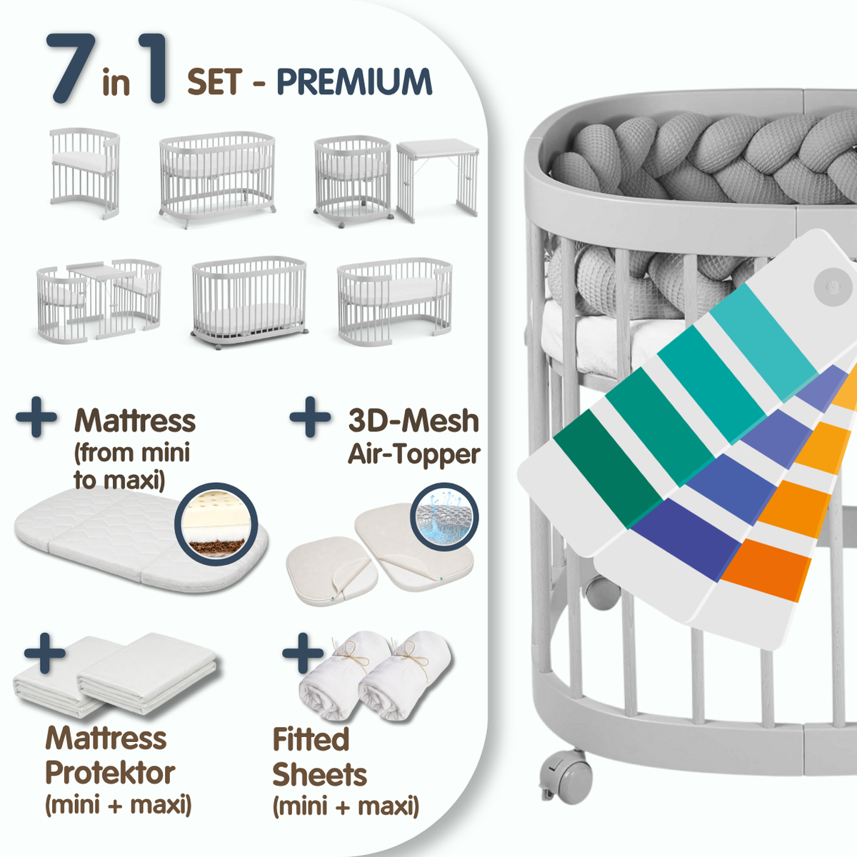 tweeto® PREMIUM SET | Babybett 7 in 1