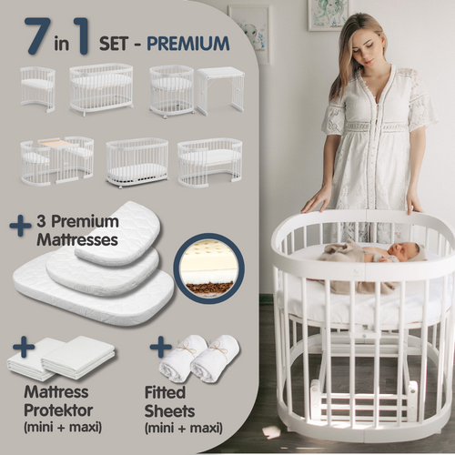 tweeto Babybett 7in1 SET weiß