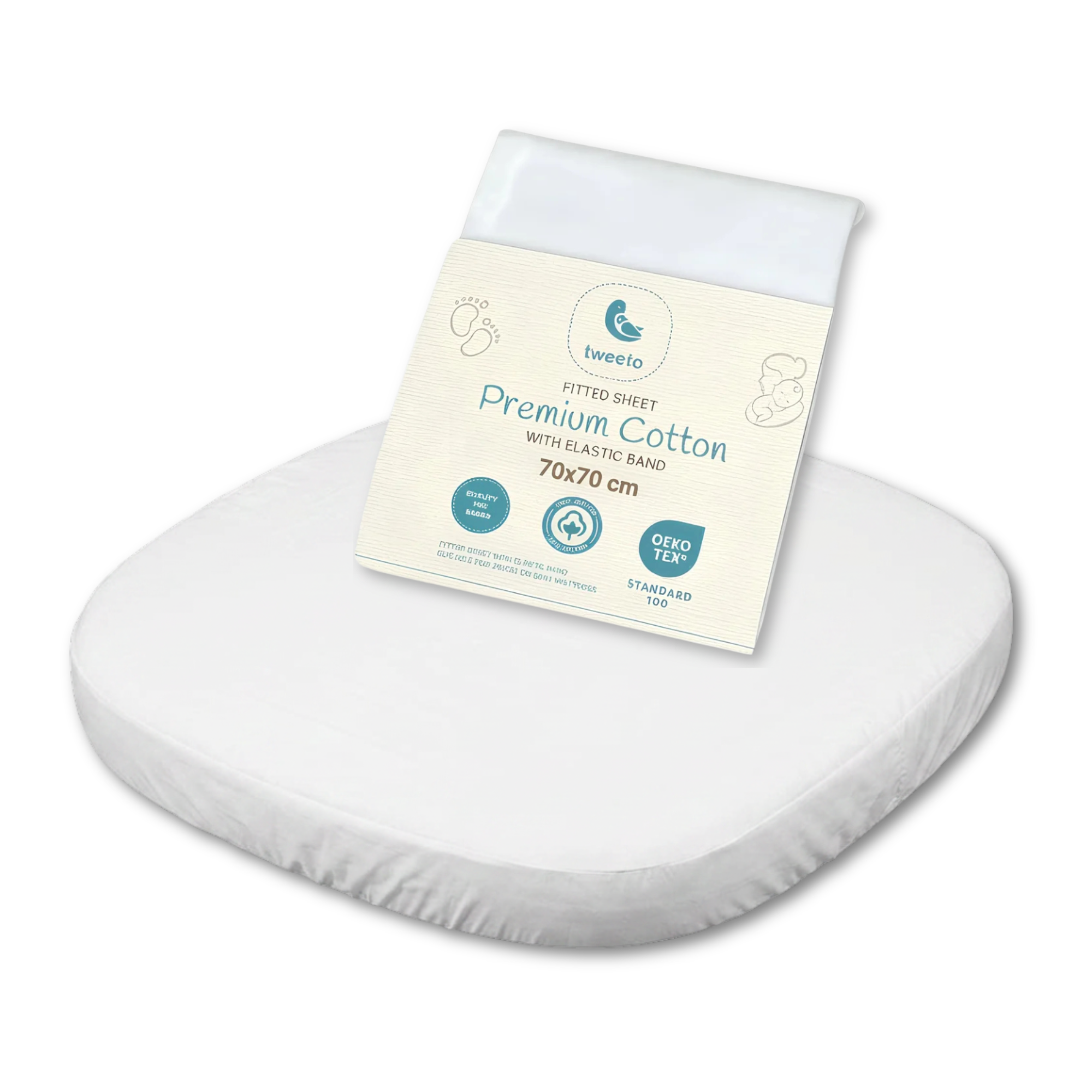 tweeto® Lenzuolo con Angoli Bianco 70x70 cm - MINI