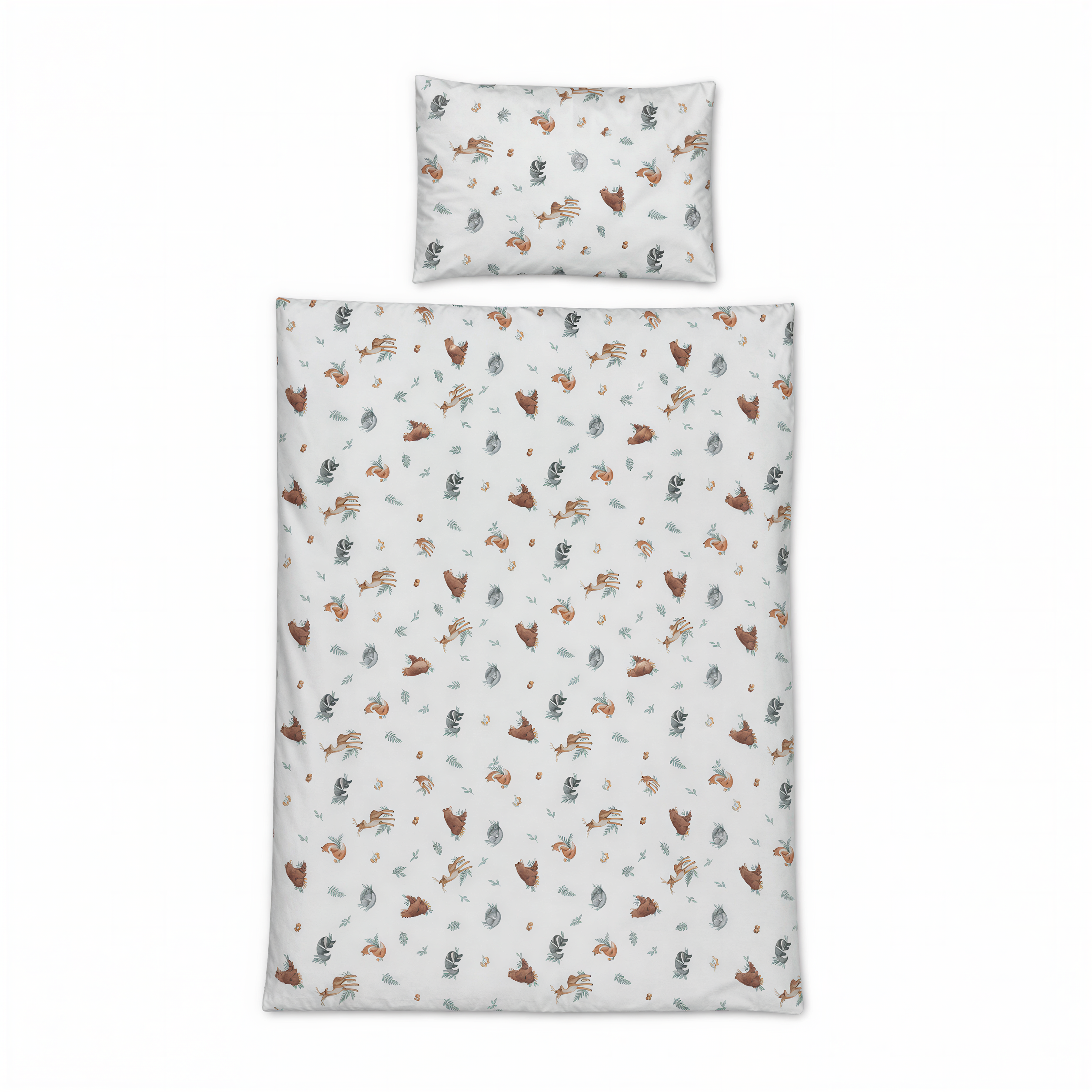 Kinderbettwäsche-Set - Waldtiere 2-teilig | 90x135 & 40x60 cm