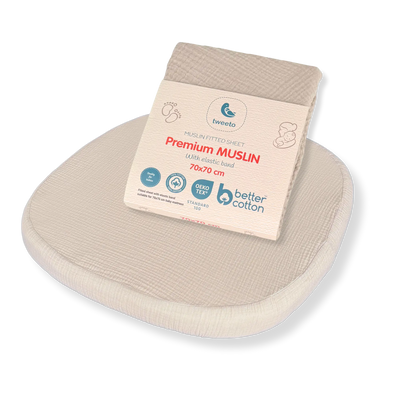 tweeto® Drap-Housse en Mousseline Cappuccino (MINI + MAXI)