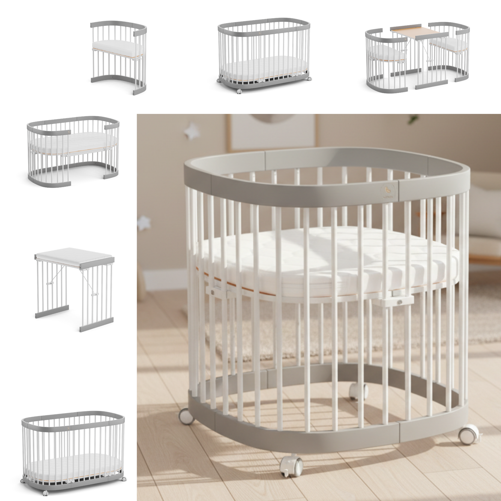 tweeto® lettino per bambini 7 in 1 incl. materasso