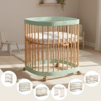tweeto® Babybett 7 in 1 inkl. Matratze (atmungsaktiver Kaltschaum)