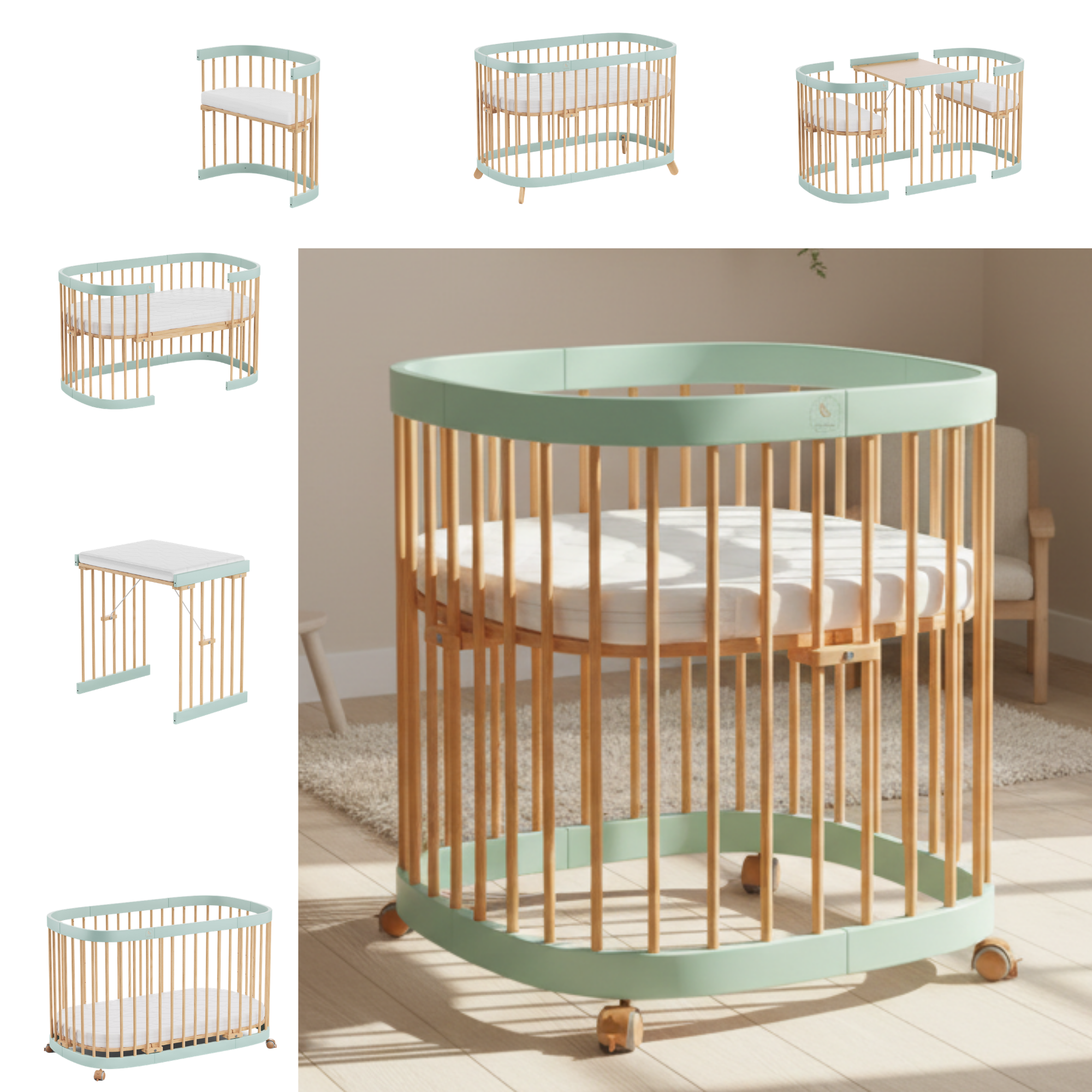 tweeto® lettino per bambini 7 in 1 incl. materasso