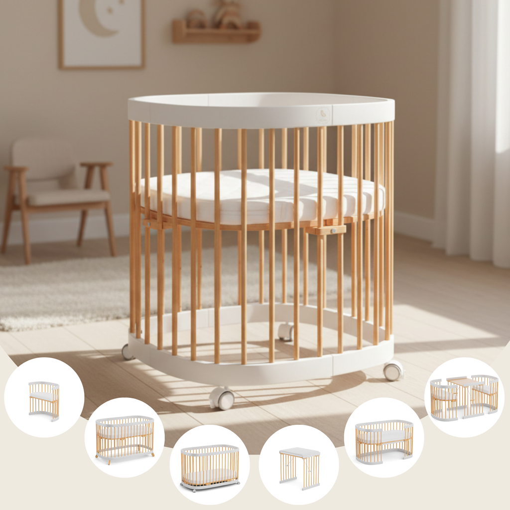 tweeto® Babybett 7 in 1 inkl. Matratze (atmungsaktiver Kaltschaum)
