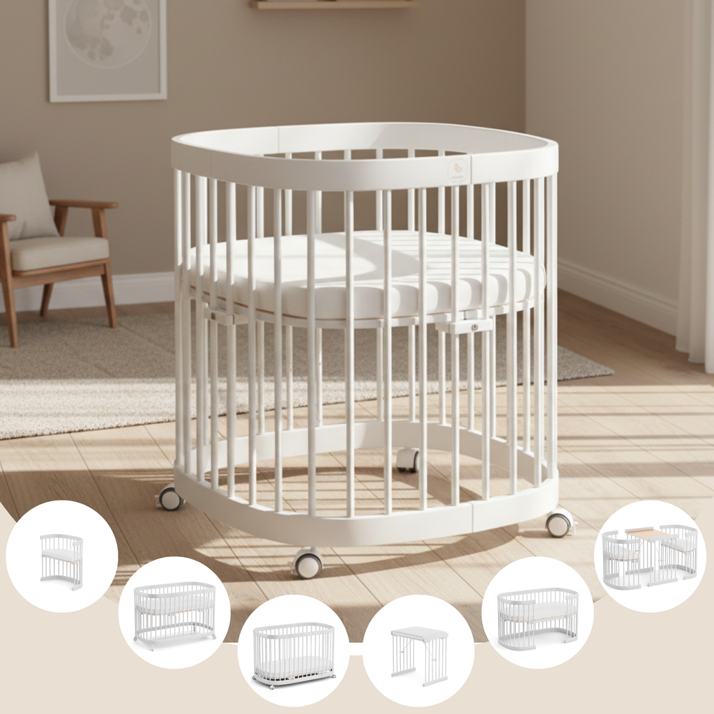 tweeto® Babybett 7 in 1 inkl. Matratze (atmungsaktiver Kaltschaum)