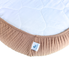 tweeto® Cearșaf cu elastic din muselină bej 70×70 cm – MINI